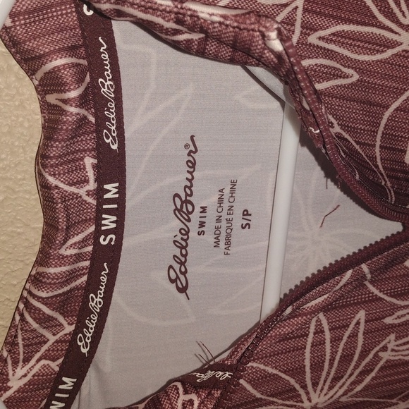 Eddie Bauer Swim women’s Pink tropical 1/4 zip Rashguard UPF 50 size S - Picture 4 of 6